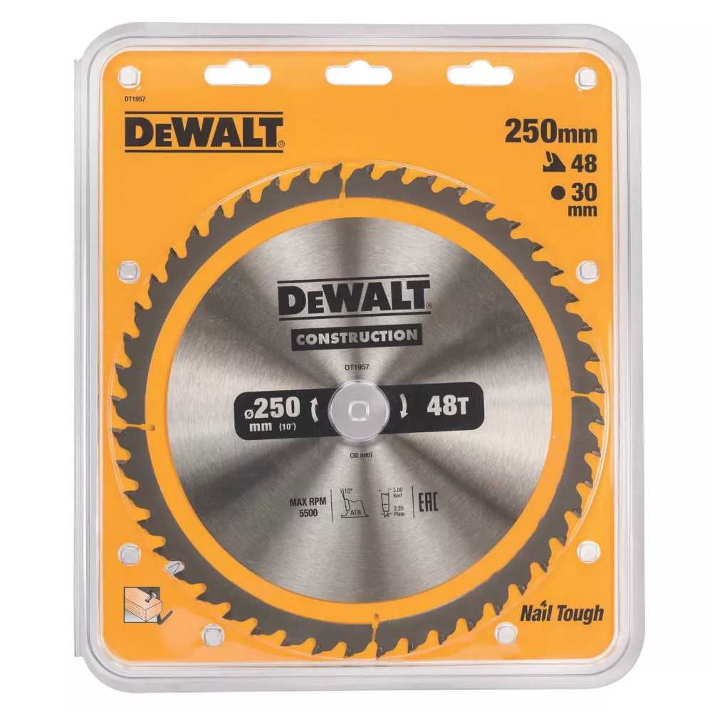 DeWalt Wood Construction Circular Saw Blade 250 X 30mm 48T 2 DeWalt Wood Construction Circular Saw Blade 250 X 30mm 48T - Image 2