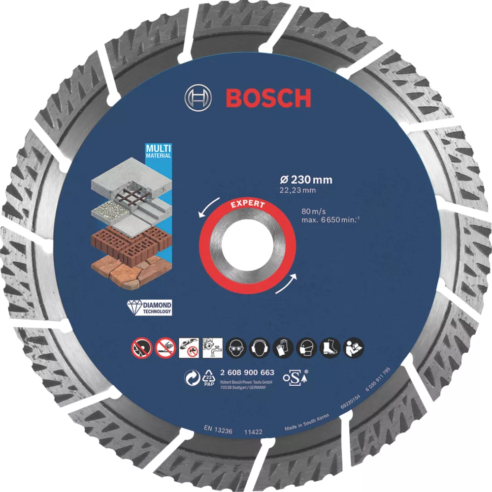 Bosch Expert Masonry Diamond Cutting Disc 230 X 22.33mm 1 Bosch Expert Masonry Diamond Cutting Disc 230 X 22.33mm