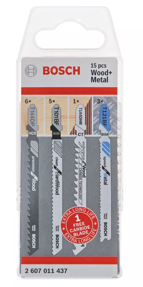 Bosch 2.607.011.437 Multi-Material Wood & Metal Jigsaw Blade Set 15 Pieces 2 Bosch 2.607.011.437 Multi-Material Wood & Metal Jigsaw Blade Set 15 Pieces - Image 2