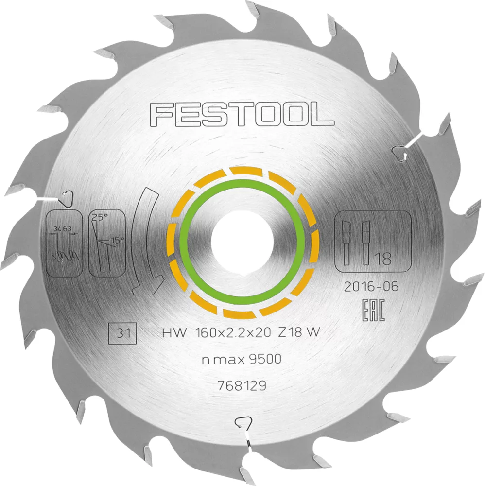 Festool Wood/Plastic TCT Circular Saw Blade 160 X 20mm 18T 1 Festool Wood/Plastic TCT Circular Saw Blade 160 X 20mm 18T