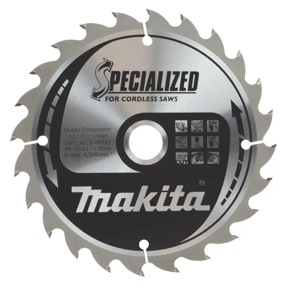 Makita Wood TCT Circular Saw Blade 160 X 20mm 24T 1 Makita Wood TCT Circular Saw Blade 160 X 20mm 24T