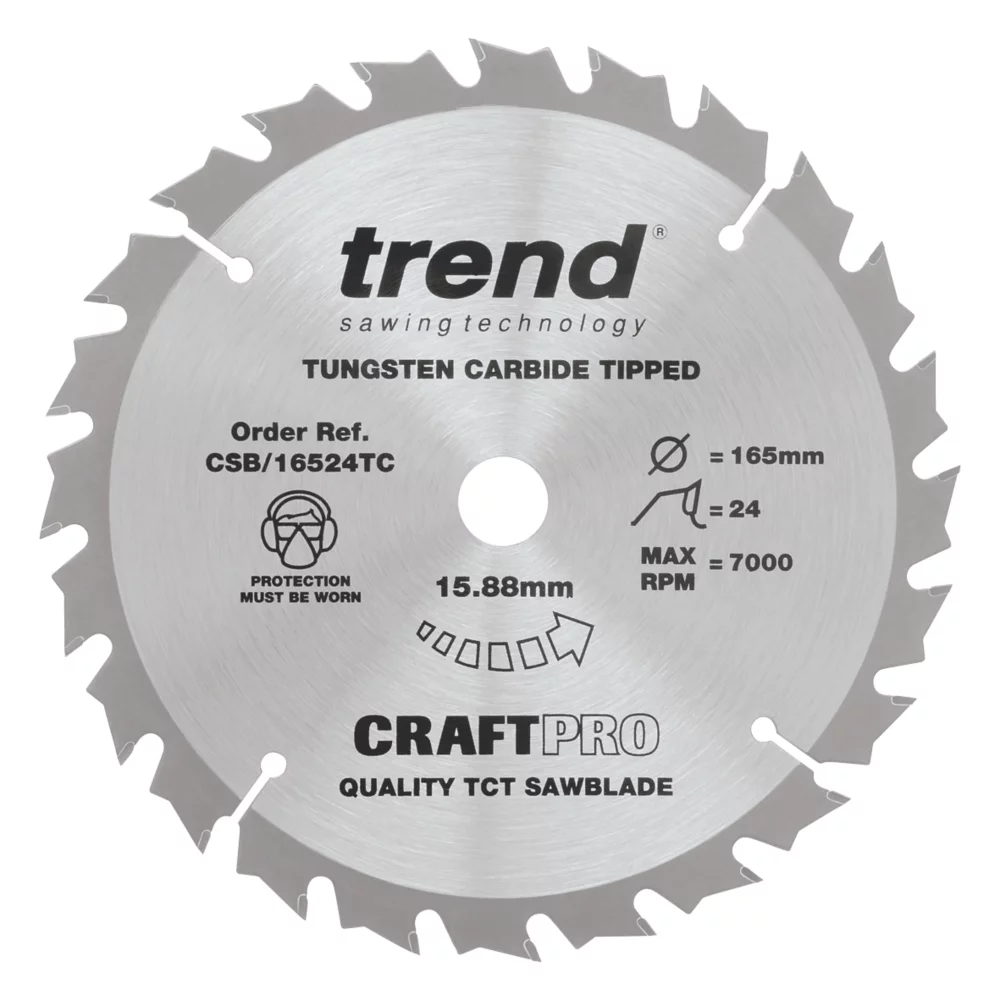 Trend CraftPo CSB/16548TC Wood Circular Saw Blade For Cordless Saws 165 X 15.88mm 48T 1 Trend CraftPo CSB/16548TC Wood Circular Saw Blade For Cordless Saws 165 X 15.88mm 48T