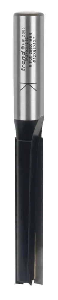 Trend TR37X1/2TC 1/2" Shank Double-Flute Straight Long Reach 2-Flute Router Cutter 12 X 63mm