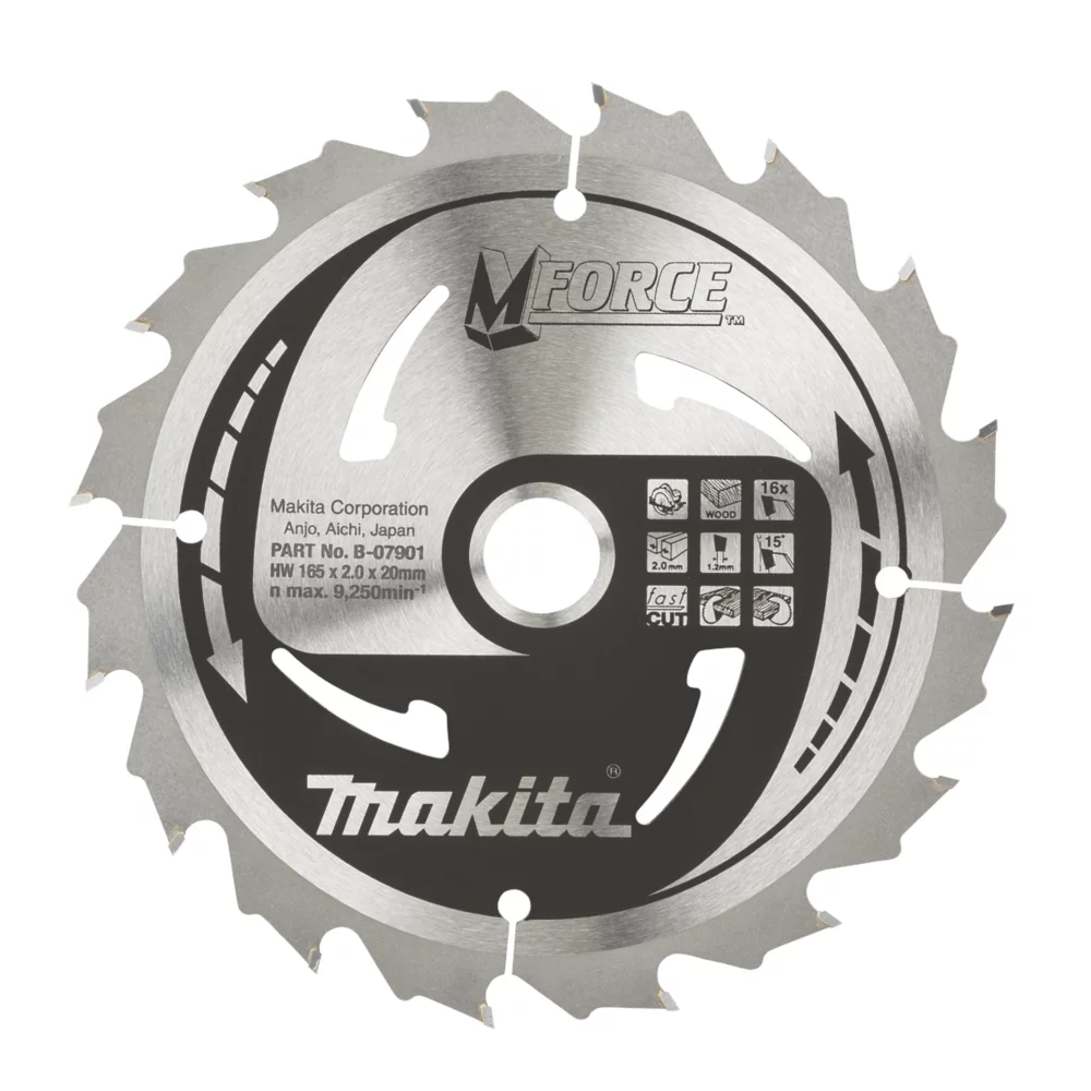 Makita Wood TCT Mitre Saw Blade 165 X 20mm 16T 1 Makita Wood TCT Mitre Saw Blade 165 X 20mm 16T