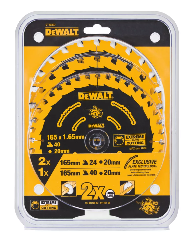 DeWalt Wood Extreme Circular Saw Blade 165 X 20mm 24 / 40T 3 Pack 2 DeWalt Wood Extreme Circular Saw Blade 165 X 20mm 24 / 40T 3 Pack - Image 2
