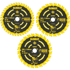 DeWalt Wood Extreme Circular Saw Blade 165 X 20mm 24 / 40T 3 Pack