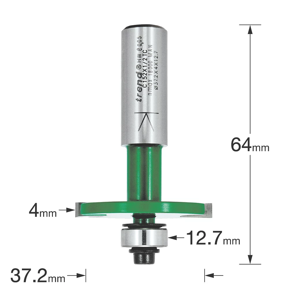 Trend Bearing-Guided Biscuit Jointer Cutter 1/2" 4mm 3 Trend Bearing-Guided Biscuit Jointer Cutter 1/2" 4mm - Image 3