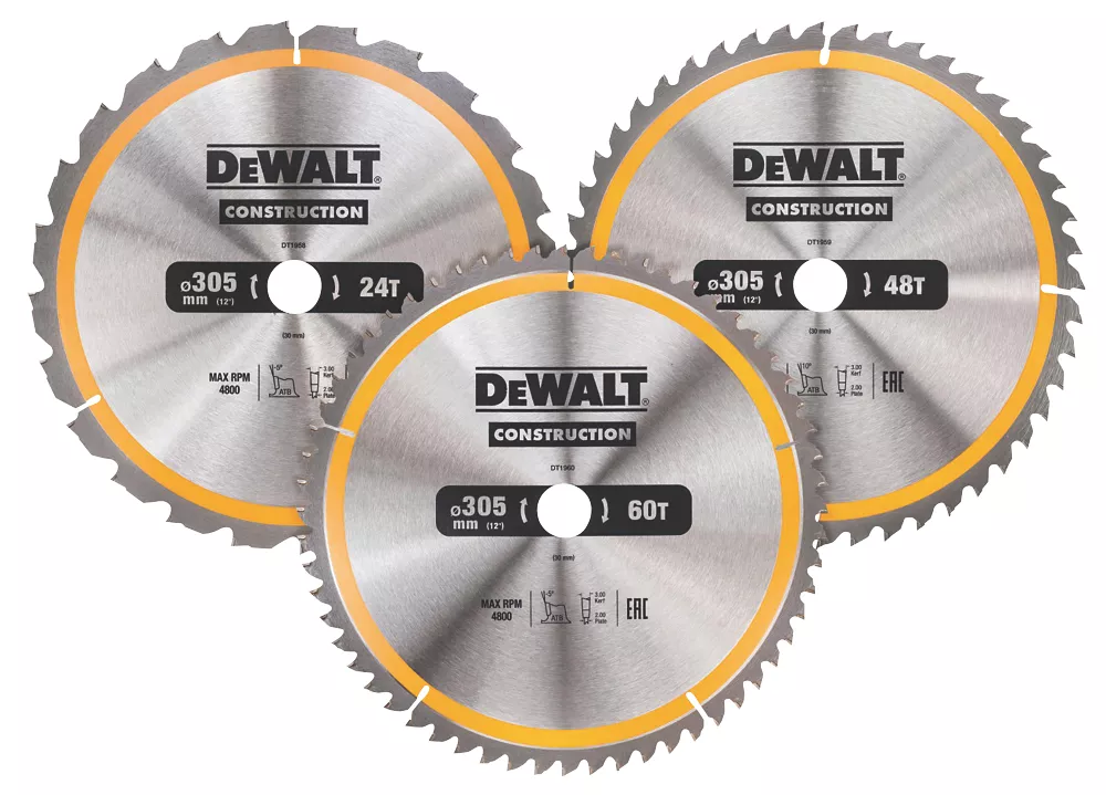 DeWalt Wood Circular Saw Blades 305 X 30mm 24/48/60T 3 Pack 1 DeWalt Wood Circular Saw Blades 305 X 30mm 24/48/60T 3 Pack
