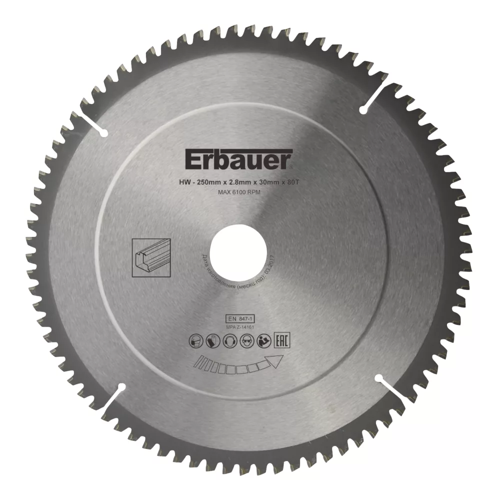 Erbauer Aluminium TCT Saw Blade 250 X 30mm 80T 1 Erbauer Aluminium TCT Saw Blade 250 X 30mm 80T