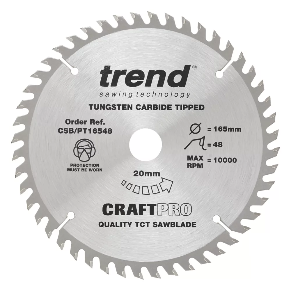 Trend CraftPo CSB/PT16548 Wood Plunge Saw Blade 165 X 20mm 48T 1 Trend CraftPo CSB/PT16548 Wood Plunge Saw Blade 165 X 20mm 48T