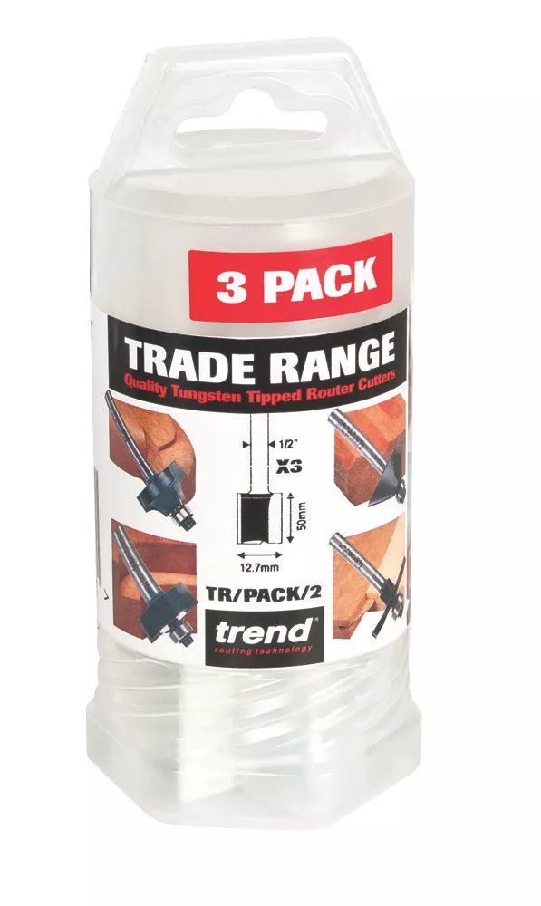 Trend TR/PACK/2 1/2" Shank Double-Flute Straight Router Cutter Trade Pack 12.7 X 50mm 3 Pack 2 Trend TR/PACK/2 1/2" Shank Double-Flute Straight Router Cutter Trade Pack 12.7 X 50mm 3 Pack - Image 2