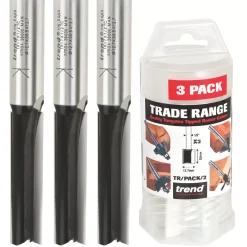 Trend TR/PACK/2 1/2" Shank Double-Flute Straight Router Cutter Trade Pack 12.7 X 50mm 3 Pack