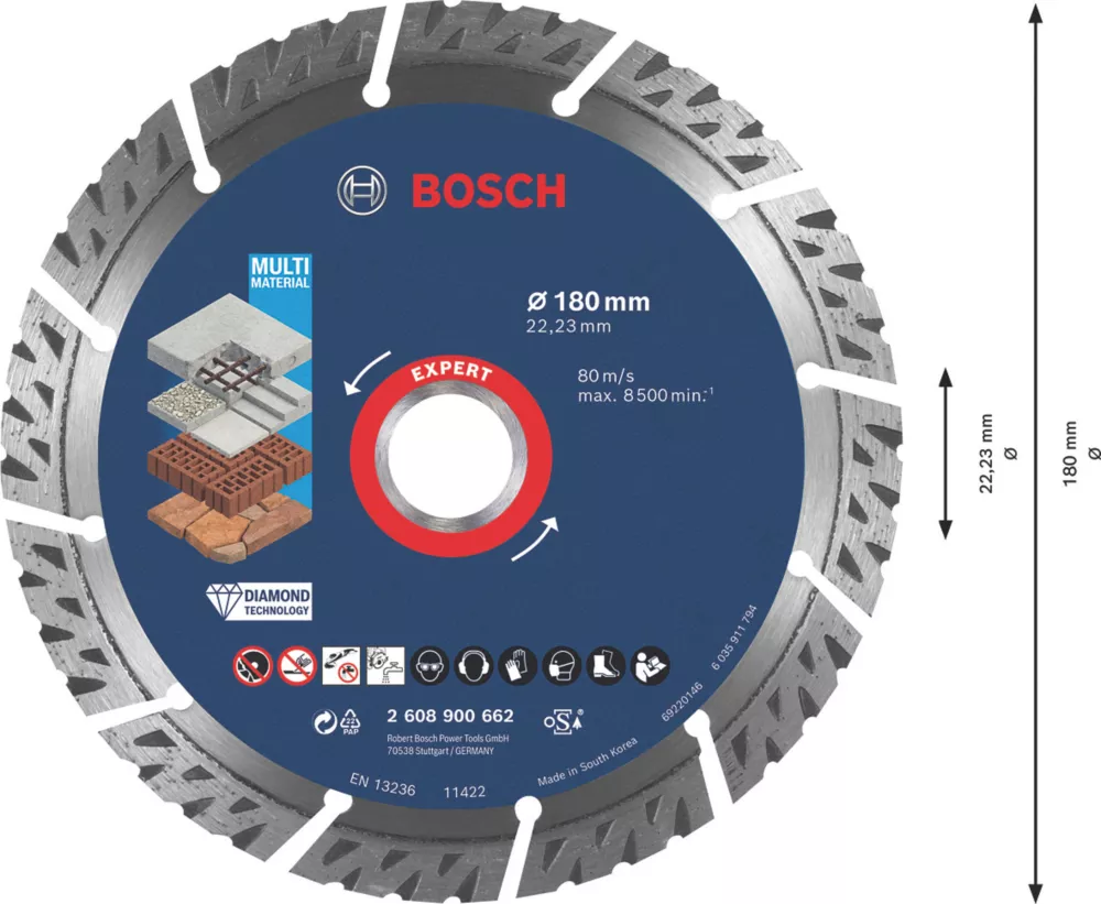 Bosch Expert Masonry Diamond Cutting Disc 180 X 22.23mm 3 Bosch Expert Masonry Diamond Cutting Disc 180 X 22.23mm - Image 3