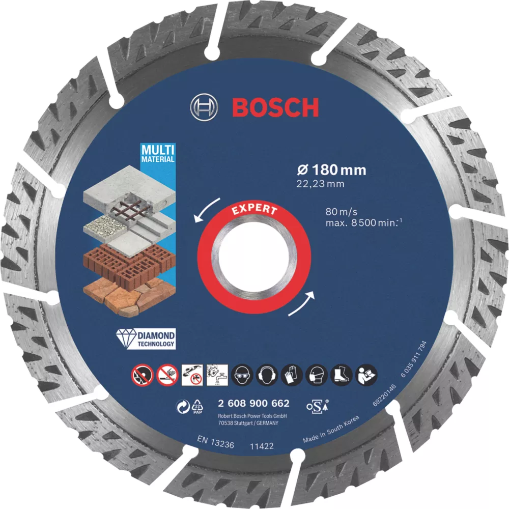 Bosch Expert Masonry Diamond Cutting Disc 180 X 22.23mm 1 Bosch Expert Masonry Diamond Cutting Disc 180 X 22.23mm