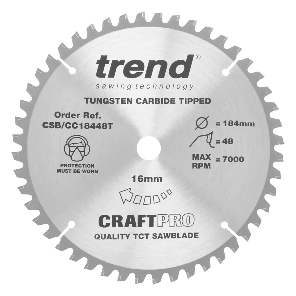 Trend CSB/CC18448T Wood Crosscut Circular Saw Blade 184 X 16mm 48T 1 Trend CSB/CC18448T Wood Crosscut Circular Saw Blade 184 X 16mm 48T