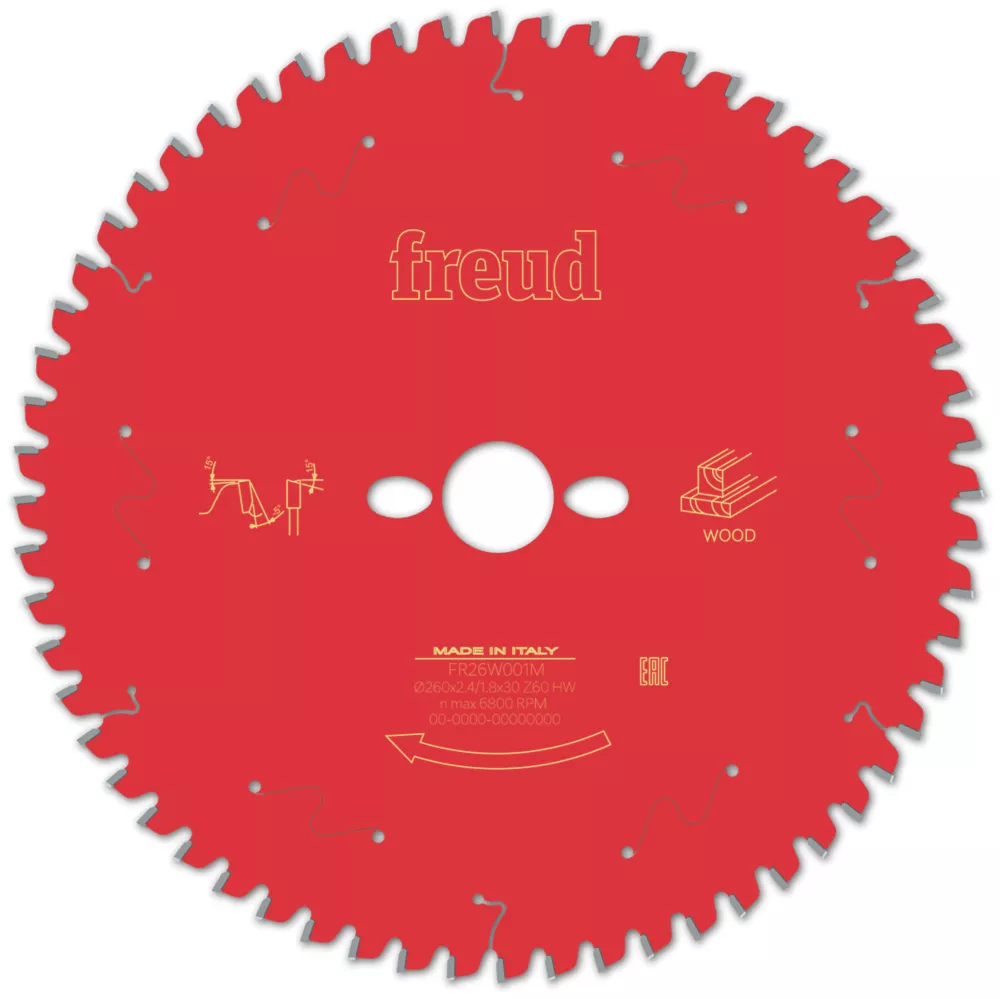 Freud F03FS09760 Wood/Chipboard/MDF Circular Saw Blade 260 X 30mm 60T 1 Freud F03FS09760 Wood/Chipboard/MDF Circular Saw Blade 260 X 30mm 60T