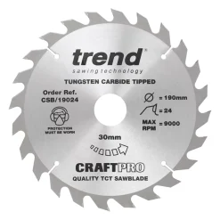 Trend CraftPo CSB/19024 Wood Circular Saw Blade 190 X 30mm 24T