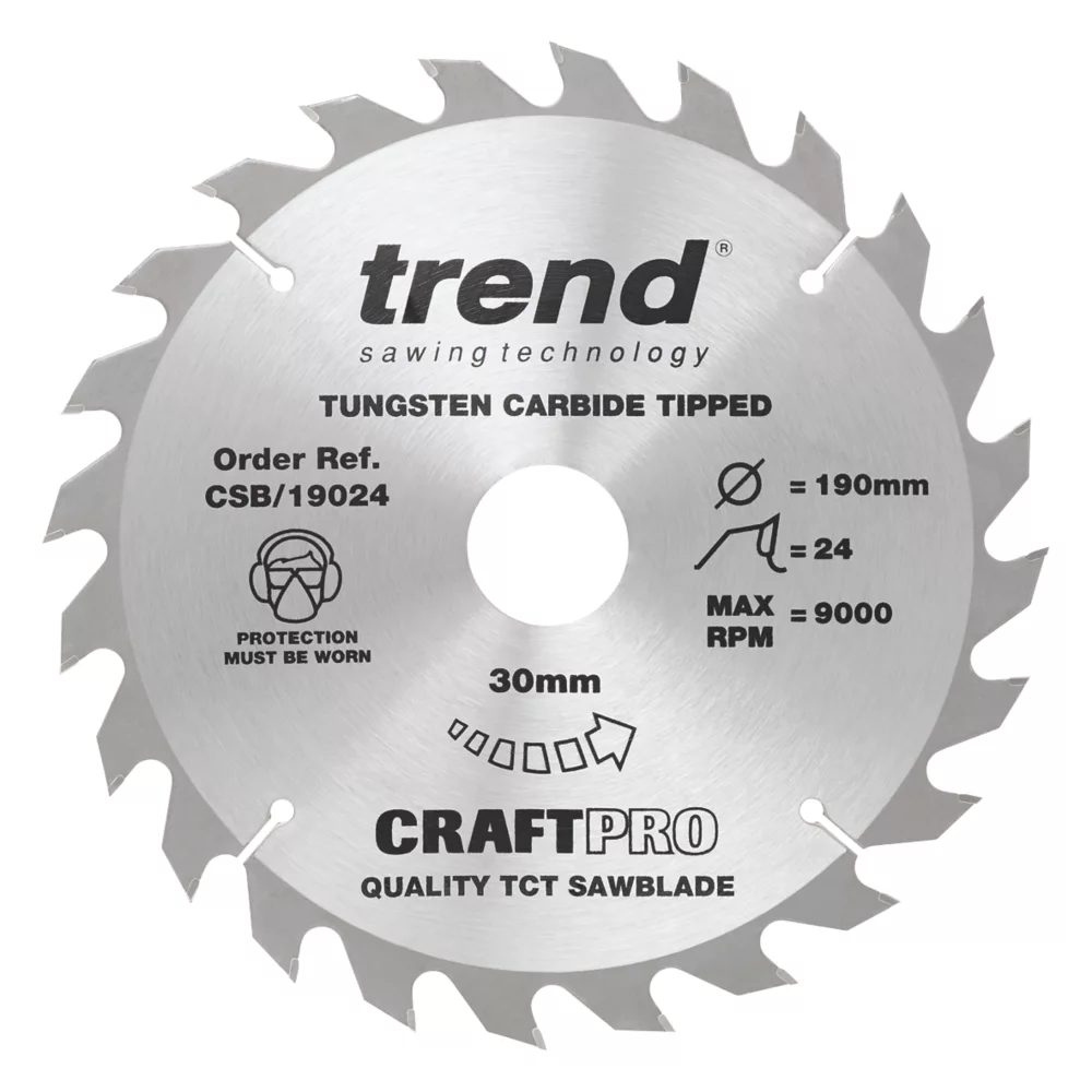 Trend CraftPo CSB/19024 Wood Circular Saw Blade 190 X 30mm 24T 1 Trend CraftPo CSB/19024 Wood Circular Saw Blade 190 X 30mm 24T
