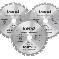 Trend CraftPro Wood Circular Saw Blades 165 X 20mm 24 / 40T 3 Pack