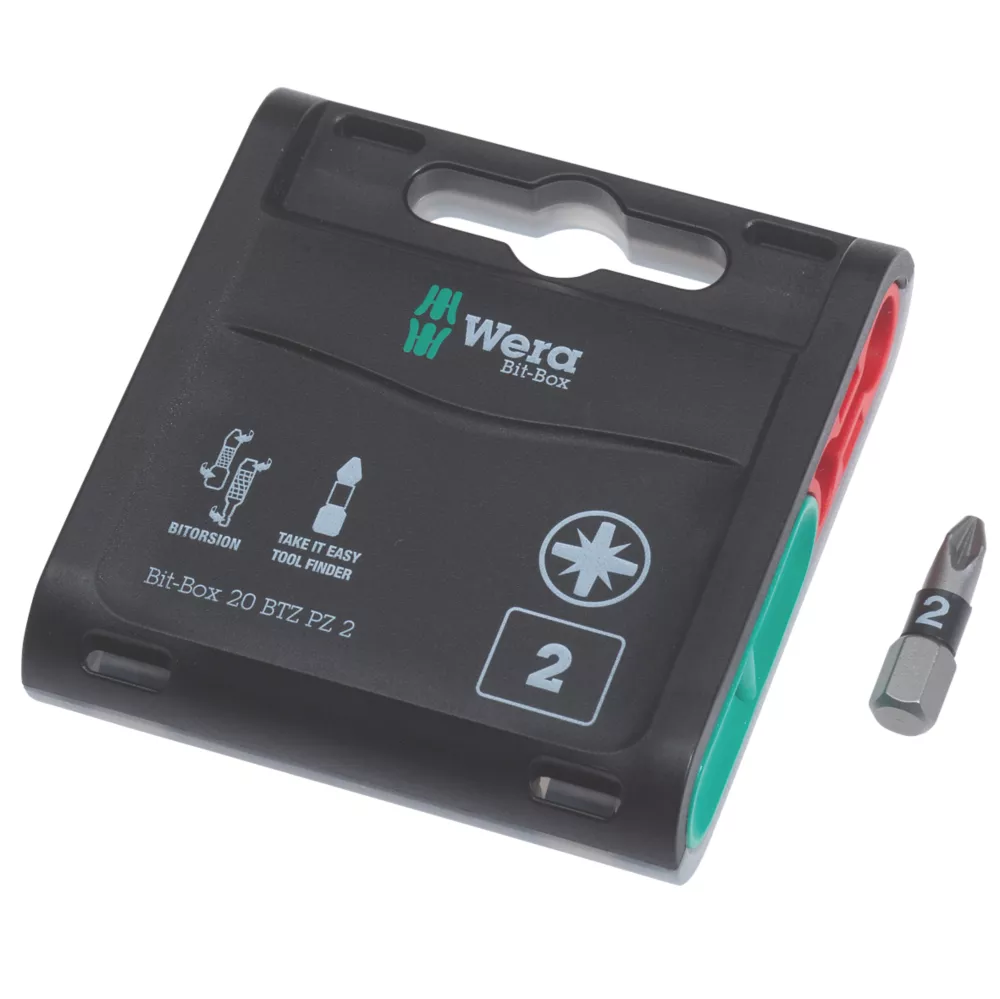 Wera BiTorsion 1/4" Hex Shank PZ2 Extra-Tough Bits 20 Pack 1 Wera BiTorsion 1/4" Hex Shank PZ2 Extra-Tough Bits 20 Pack