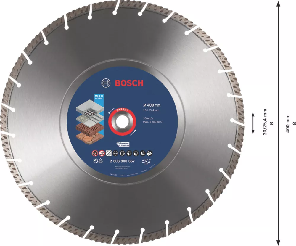 Bosch Expert Masonry Diamond Cutting Disc 400 X 20/25.4mm 4 Bosch Expert Masonry Diamond Cutting Disc 400 X 20/25.4mm - Image 4