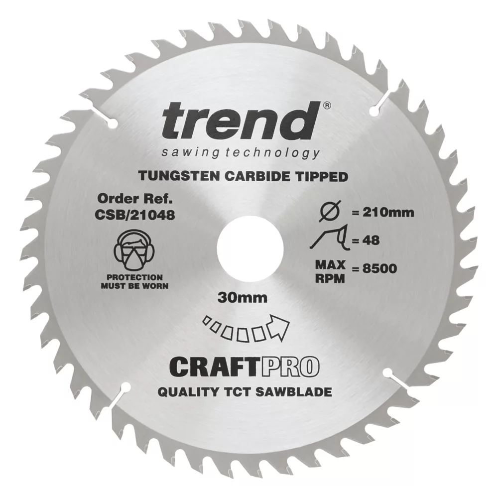 Trend CraftPo CSB/21048 Wood Circular Saw Blade 210 X 30mm 48T 1 Trend CraftPo CSB/21048 Wood Circular Saw Blade 210 X 30mm 48T