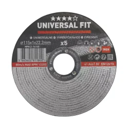 Essentials Stainless Steel Inox / Metal Cutting Discs 4 1/2" (115mm) X 1 X 22.2mm 5 Pack