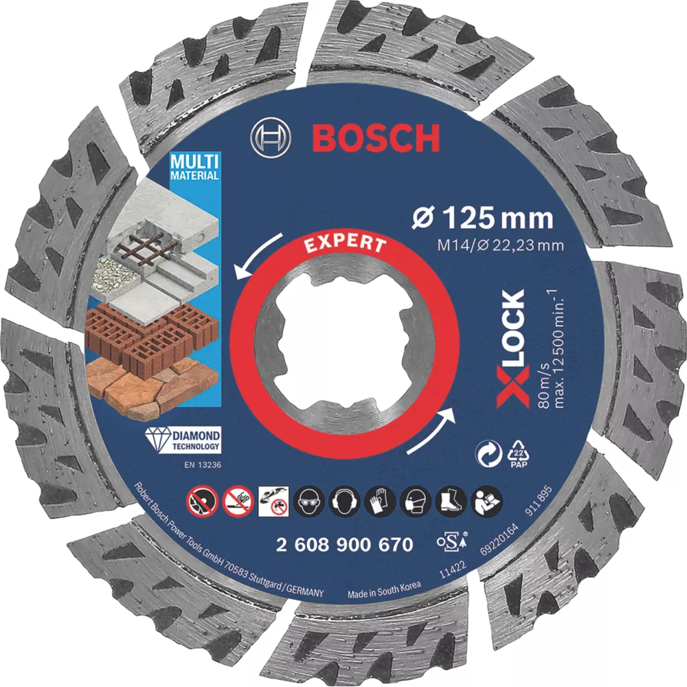 Bosch Expert X-Lock Masonry Diamond Cutting Disc 125mm 1 Bosch Expert X-Lock Masonry Diamond Cutting Disc 125mm