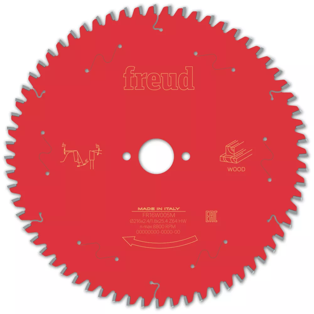 Freud F03FS09752 Wood/Chipboard/MDF Circular Saw Blade 216 X 25.4mm 64T 1 Freud F03FS09752 Wood/Chipboard/MDF Circular Saw Blade 216 X 25.4mm 64T