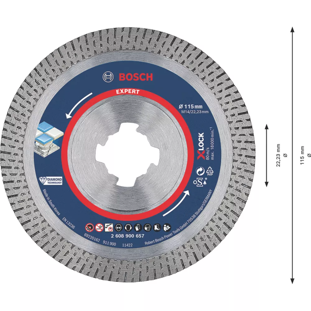 Bosch Expert X-Lock Multi-Material Diamond Cutting Disc 115mm 5 Bosch Expert X-Lock Multi-Material Diamond Cutting Disc 115mm - Image 5