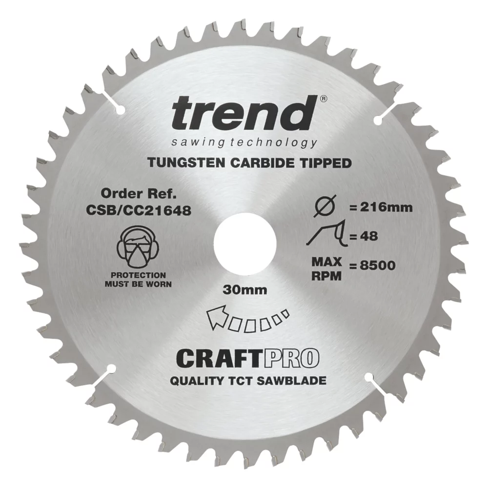 Trend CraftPo CSB/CC21648 Wood Crosscut Circular Saw Blade 216 X 30mm 48T 1 Trend CraftPo CSB/CC21648 Wood Crosscut Circular Saw Blade 216 X 30mm 48T