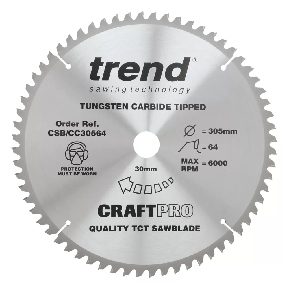 Trend CraftPo CSB/CC30564 Wood Crosscut Circular Saw Blade 305 X 30mm 64T 1 Trend CraftPo CSB/CC30564 Wood Crosscut Circular Saw Blade 305 X 30mm 64T