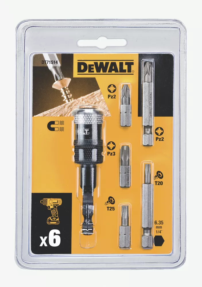 DeWalt 6.35mm Hex Shank Mixed Screwdriving Bit Set 6 Pieces 2 DeWalt 6.35mm Hex Shank Mixed Screwdriving Bit Set 6 Pieces - Image 2