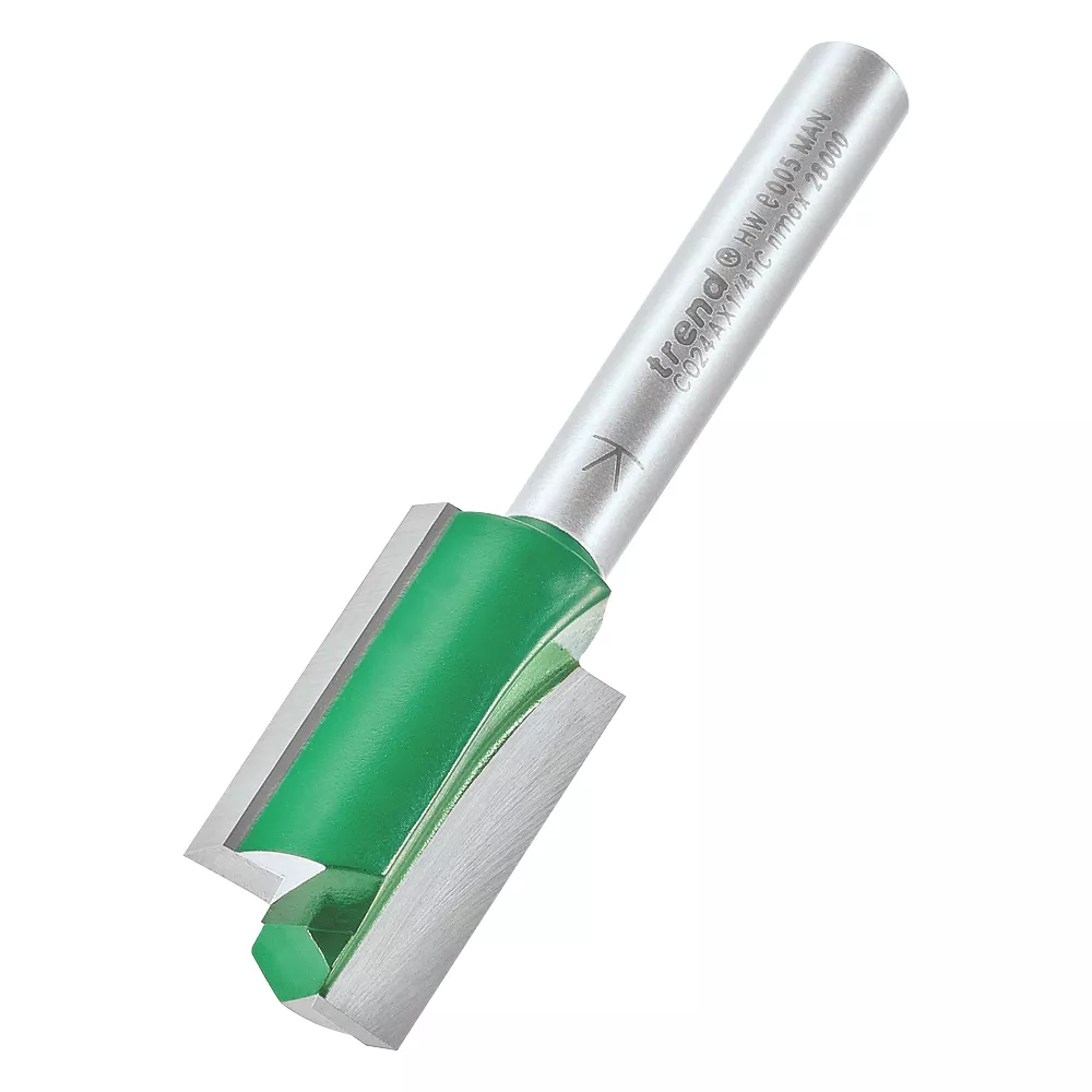Trend C024AX1/4TC 1/4" Shank Double-Flute Straight Router Cutter 15 X 25mm 1 Trend C024AX1/4TC 1/4" Shank Double-Flute Straight Router Cutter 15 X 25mm