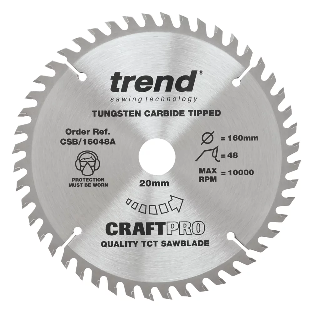 Trend CraftPo CSB/16048A Wood Plunge Saw Blade 160 X 20mm 48T 1 Trend CraftPo CSB/16048A Wood Plunge Saw Blade 160 X 20mm 48T