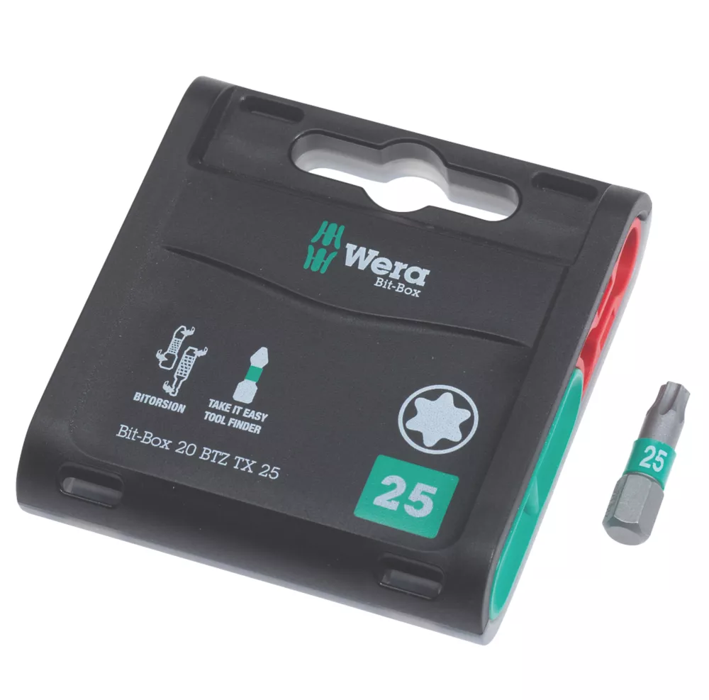 Wera BiTorsion 1/4" Hex Shank TX25 Extra-Tough Bits 20 Pack 1 Wera BiTorsion 1/4" Hex Shank TX25 Extra-Tough Bits 20 Pack