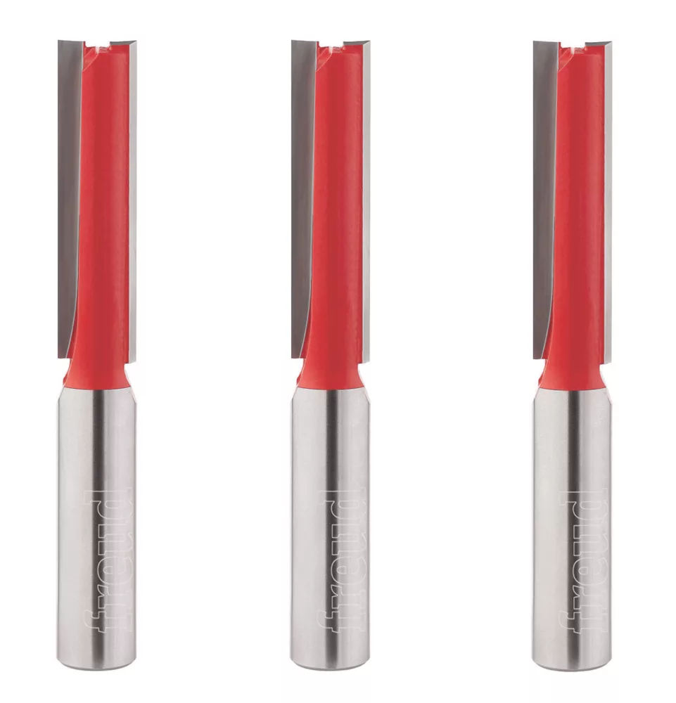 Freud 12.7mm Shank Double-Flute Straight Work Top Jig Kitchen Cutter 12.5 X 50.5mm 3 Pack 1 Freud 12.7mm Shank Double-Flute Straight Work Top Jig Kitchen Cutter 12.5 X 50.5mm 3 Pack