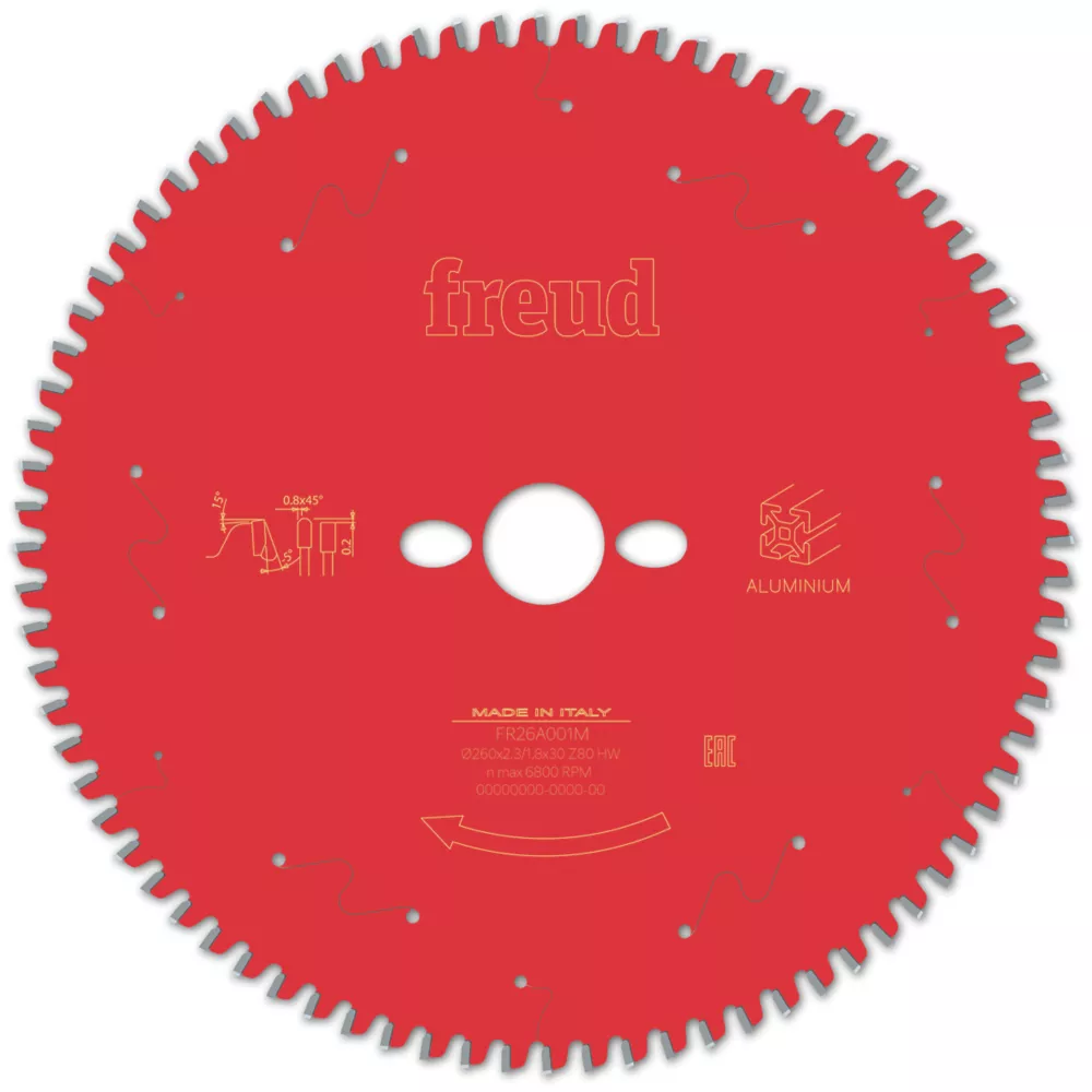Freud F03FS09827 Aluminium/Plastic Circular Saw Blade 260 X 30mm 80T 1 Freud F03FS09827 Aluminium/Plastic Circular Saw Blade 260 X 30mm 80T