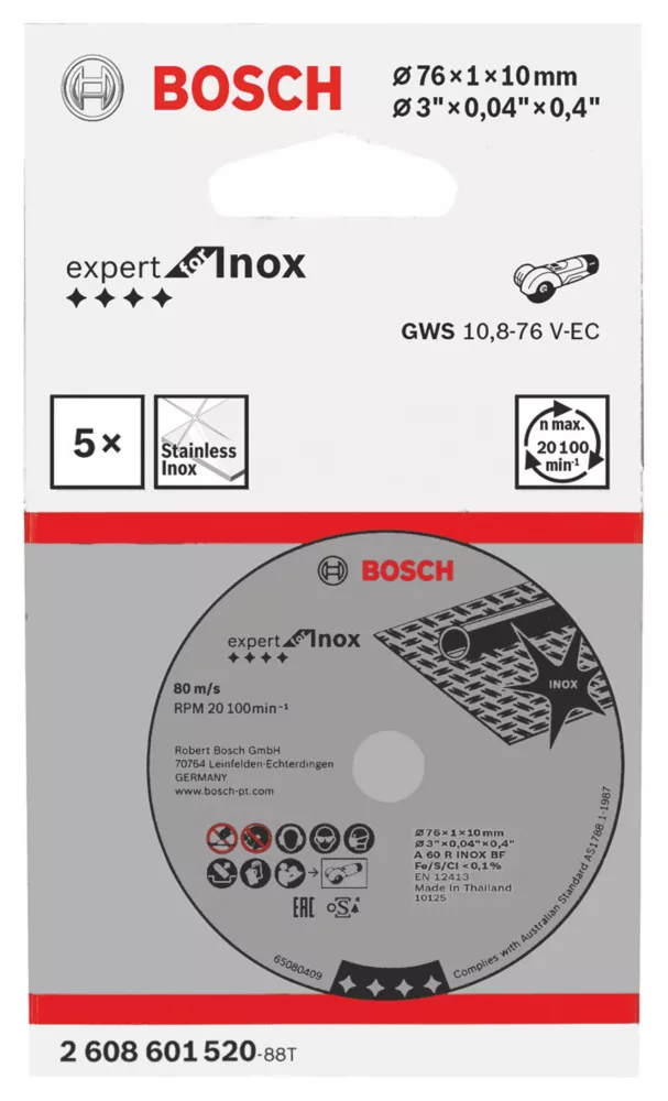 Bosch Expert Stainless Steel Cutting Discs 3" (76mm) X 1 X 10mm 5 Pack 3 Bosch Expert Stainless Steel Cutting Discs 3" (76mm) X 1 X 10mm 5 Pack - Image 3