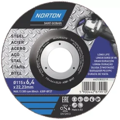 Norton Grinding Disc 4 1/2" (115mm) X 6.4 X 22.23mm 5 Pack