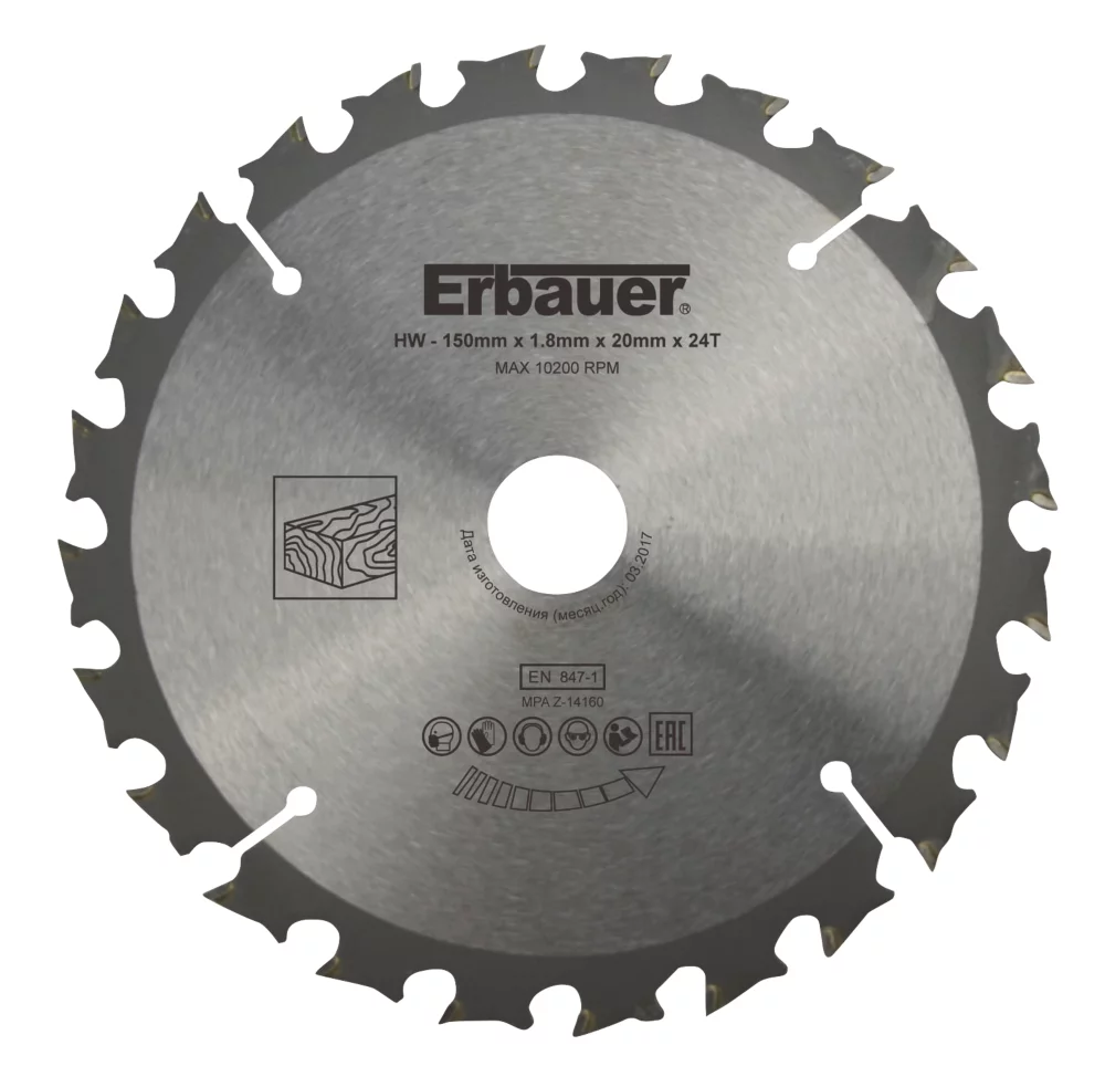 Erbauer Wood TCT Saw Blade 150 X 20mm 24T 1 Erbauer Wood TCT Saw Blade 150 X 20mm 24T