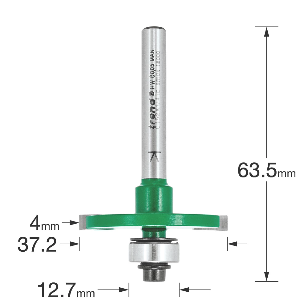 Trend Bearing-Guided Biscuit Jointer Cutter 1/4" 4mm 2 Trend Bearing-Guided Biscuit Jointer Cutter 1/4" 4mm - Image 2