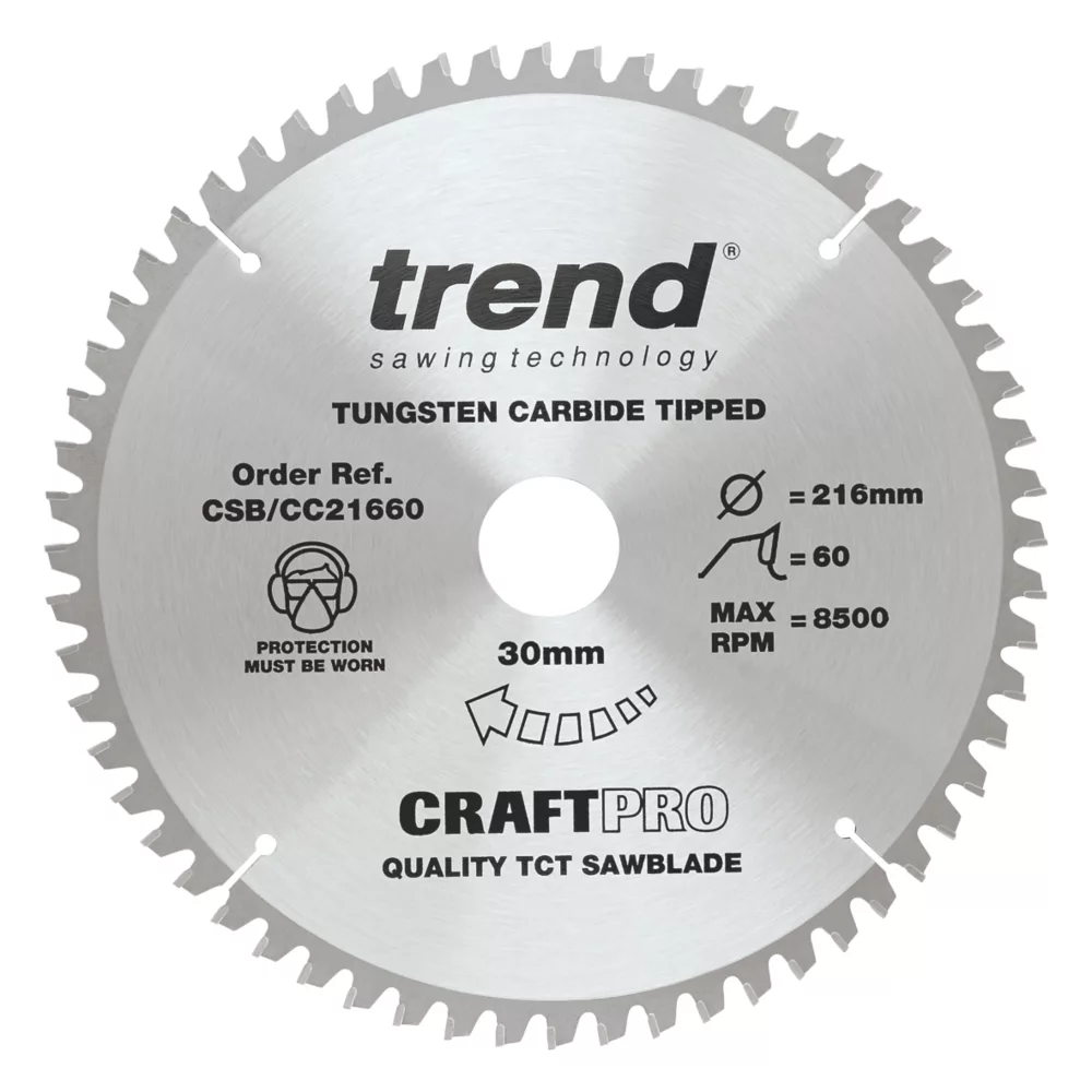 Trend CraftPo CSB/CC21660 Wood Crosscut Circular Saw Blade 216 X 30mm 60T 1 Trend CraftPo CSB/CC21660 Wood Crosscut Circular Saw Blade 216 X 30mm 60T
