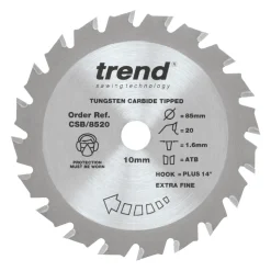 Trend CraftPo CSB/8520 Wood Thin Kerf Circular Saw Blade For Cordless Saws 85 X 10mm 20T