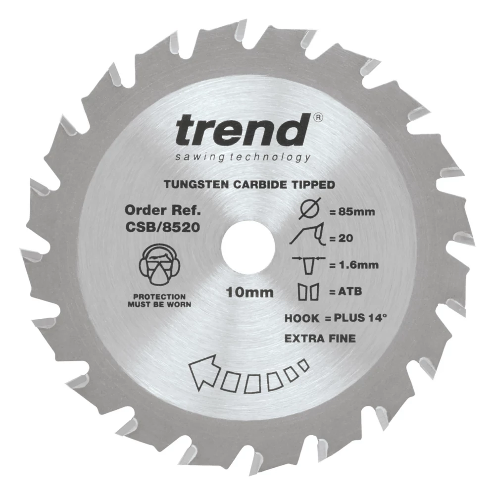 Trend CraftPo CSB/8520 Wood Thin Kerf Circular Saw Blade For Cordless Saws 85 X 10mm 20T 1 Trend CraftPo CSB/8520 Wood Thin Kerf Circular Saw Blade For Cordless Saws 85 X 10mm 20T