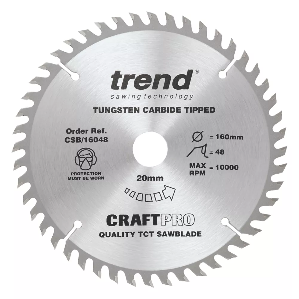 Trend CraftPo CSB/16048 Wood Circular Saw Blade 160 X 20mm 48T 1 Trend CraftPo CSB/16048 Wood Circular Saw Blade 160 X 20mm 48T