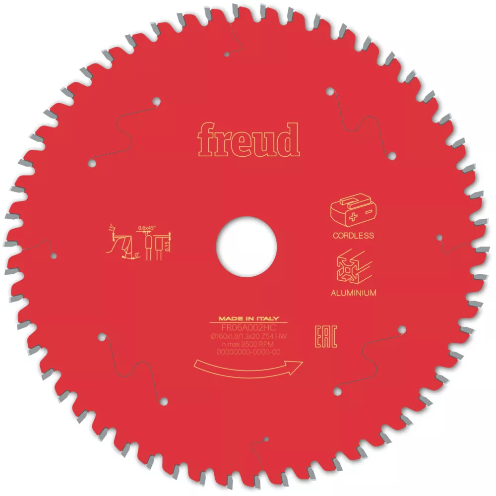 Freud F03FS10085 Aluminium/Plastic Circular Saw Blade 160 X 20mm 54T 1 Freud F03FS10085 Aluminium/Plastic Circular Saw Blade 160 X 20mm 54T