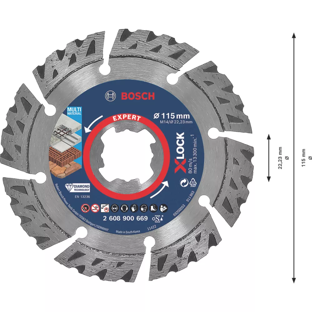 Bosch Expert X-Lock Masonry Diamond Cutting Disc 115mm 4 Bosch Expert X-Lock Masonry Diamond Cutting Disc 115mm - Image 4