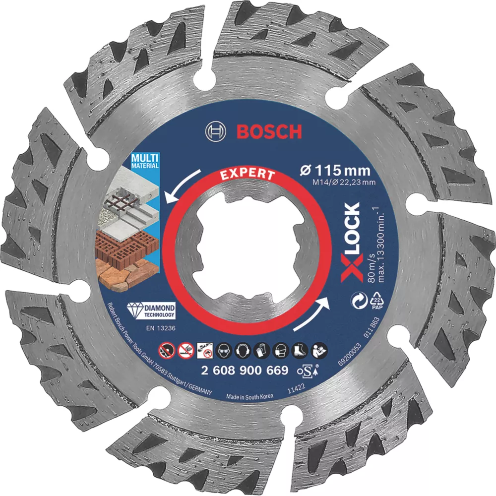 Bosch Expert X-Lock Masonry Diamond Cutting Disc 115mm 1 Bosch Expert X-Lock Masonry Diamond Cutting Disc 115mm