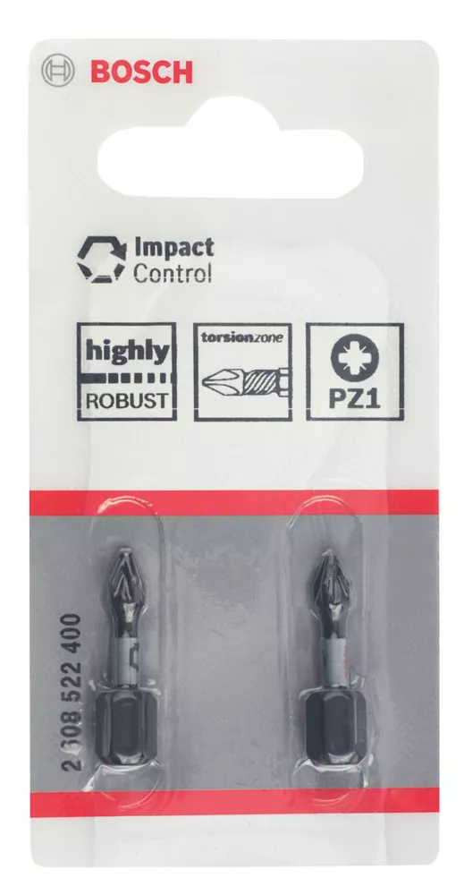 Bosch 1/4" Hex Shank PZ1 Impact Control Screwdriver Bits 2 Pack 2 Bosch 1/4" Hex Shank PZ1 Impact Control Screwdriver Bits 2 Pack - Image 2